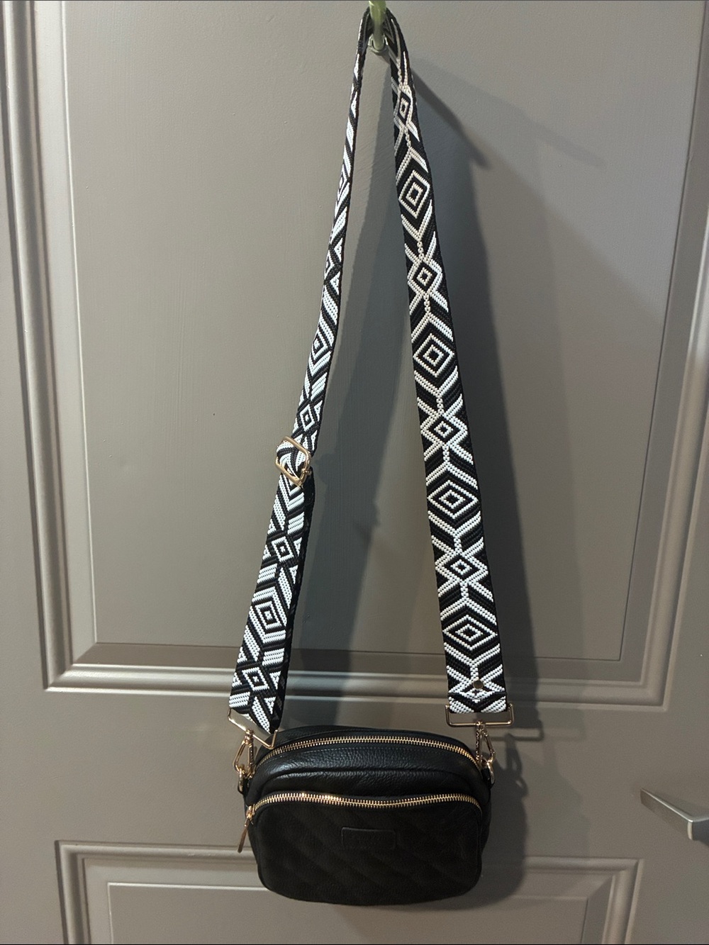 Black Pom Pom  London Crossbody Bag